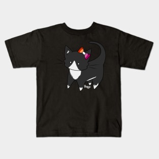 Lesbian Pride Tuxedo Kitty Ear Bow Kids T-Shirt